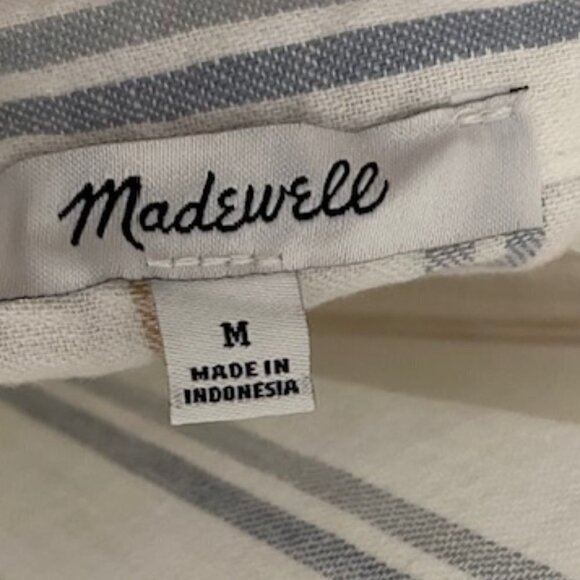 NWT Madewell Linen-Cotton Princess-Seamed Midi Dress in Stripe Medium - Picture 3 of 7